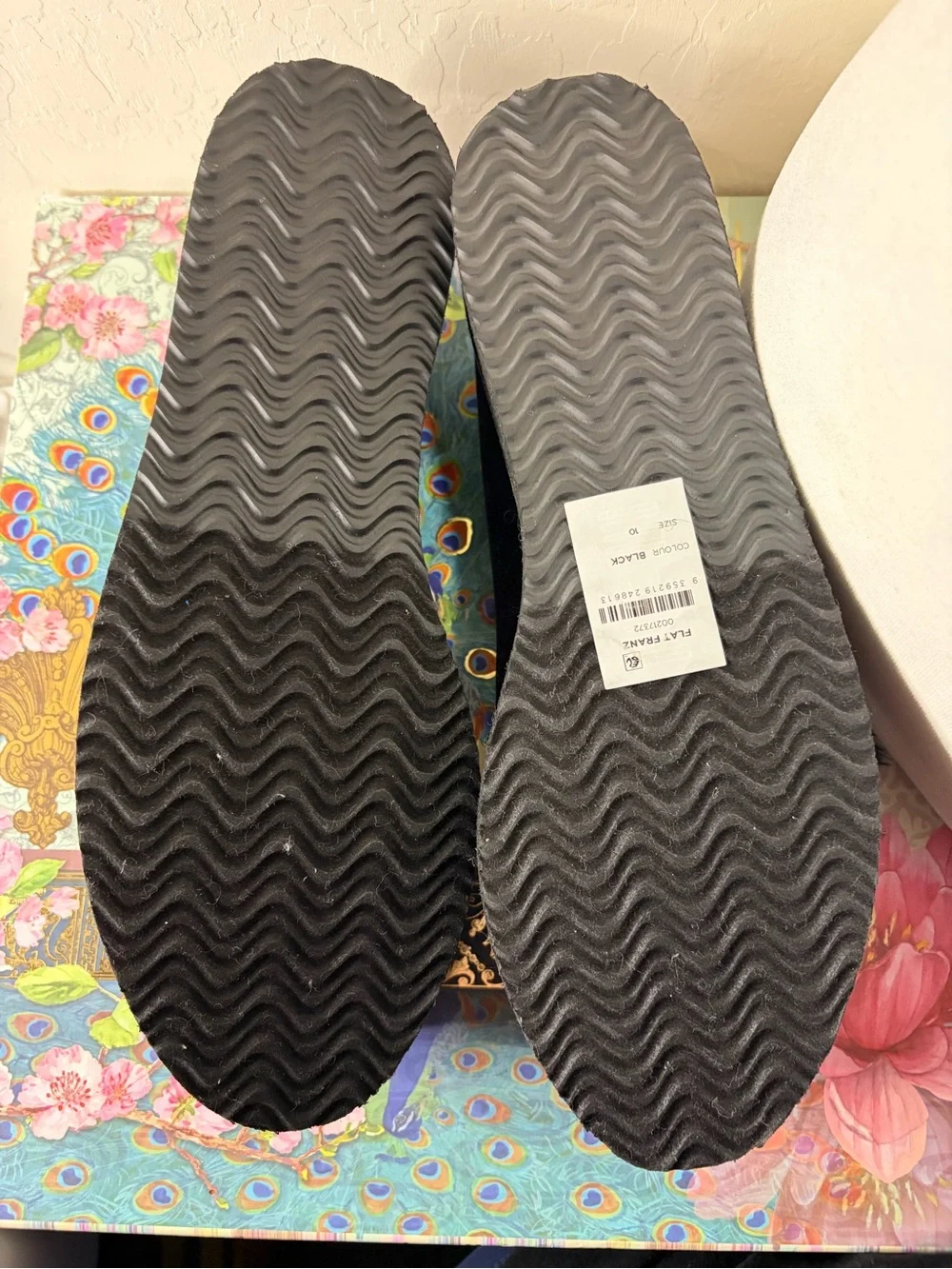 Evans Black Suede & Patent Cap Toe Flatform Ballet Flats - Size 10 Extra Wide